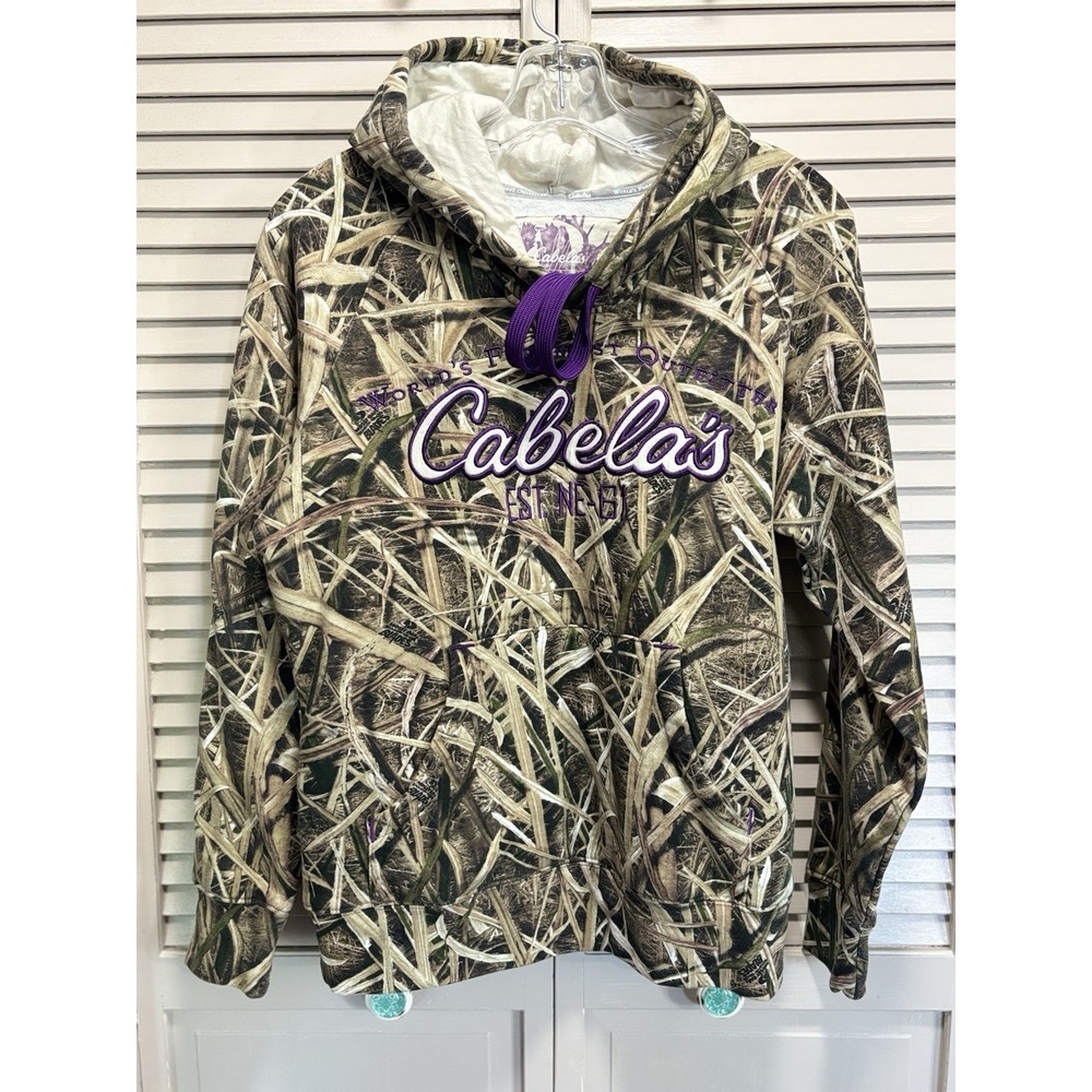 Cabelas Real Tree‎ Pullover Long Sleeve Hoodie Logo Graphic Size Sm Unisex
